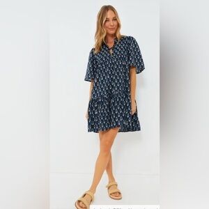 LOVE, TOMAS Emerson Fry x Tuckernuck Marguerite Blue Isla 100% Cotton Dress